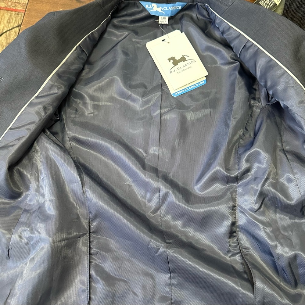 RJ Classics Girls Navy 3 Button Blazer Hampton Show Coat Horse Riding Jacket NWT - Picture 12 of 15